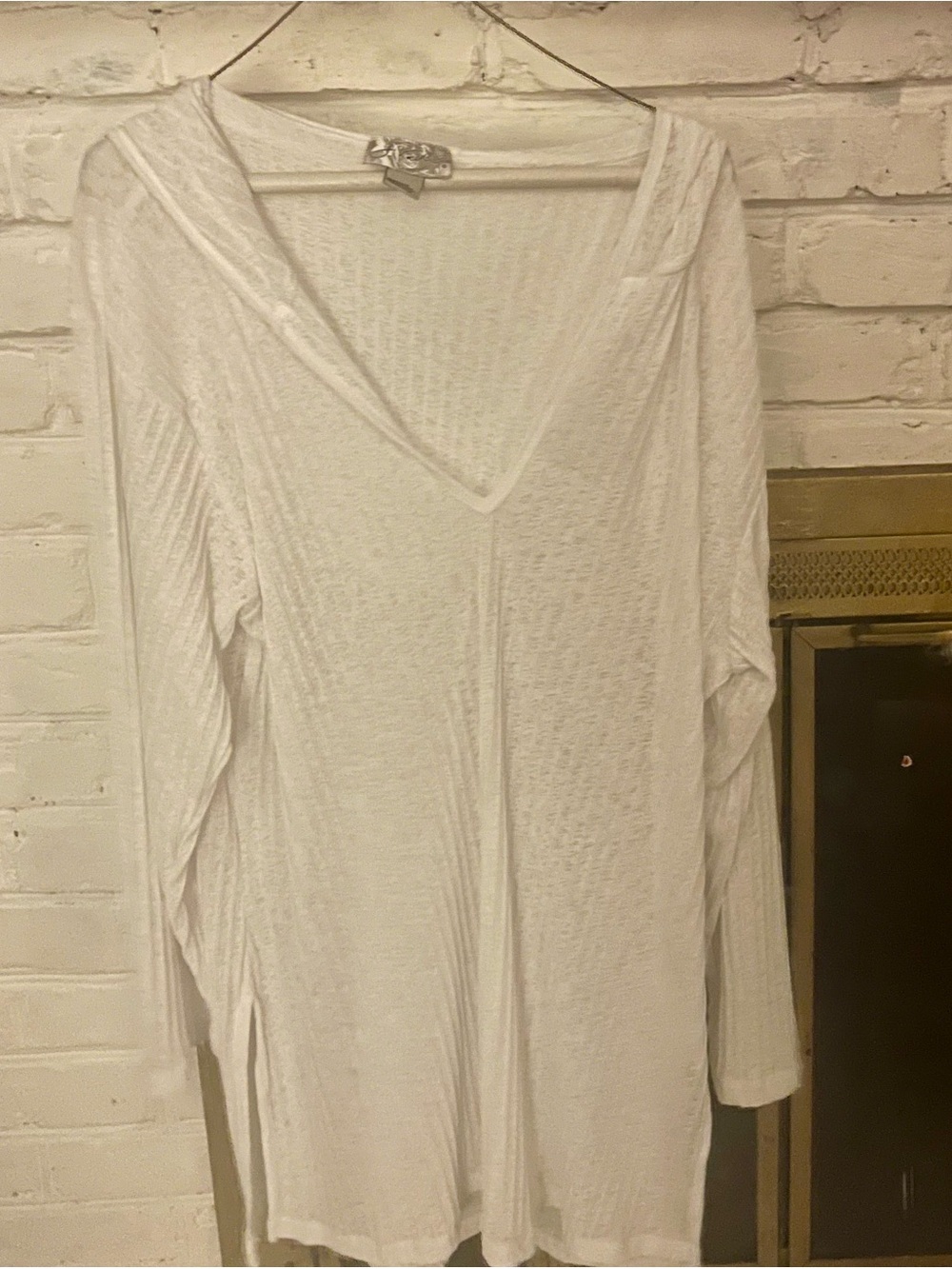J. Valdi White Hooded V-Neck Swim Cover-Up Tunic XL